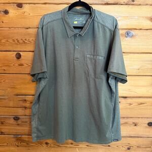 Eddie Bauer Shirt Mens 2XL Polo Travex Green Pullover Short Sleeve Stretch